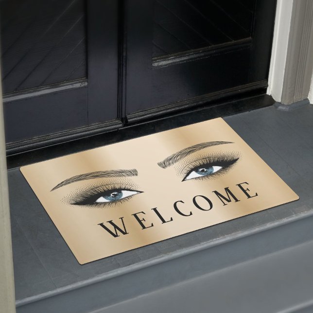 Lashes Brows Salon Modern Gold Welcome Doormat (Creator Uploaded)