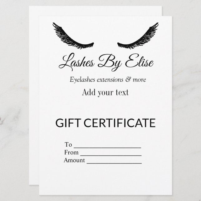 lashes by add name contact info social media gift  (Front/Back)