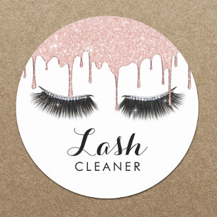Lashes Cleaner Modern Rose Gold Drips Glam Eyelash Classic Round Sticker