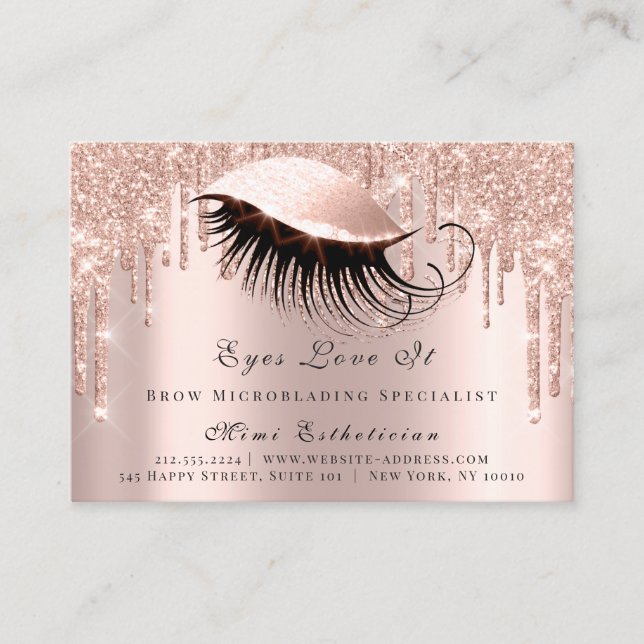 Lashes Extension Aftercare Instruction Spark Rose Appointment Card (Front)