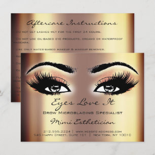 Lashes Extension Aftercare Instructions Gold Bronz Invitation