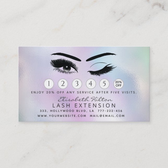 Lashes Extension Aftercare Instructions holopgraph Business Card (Front)