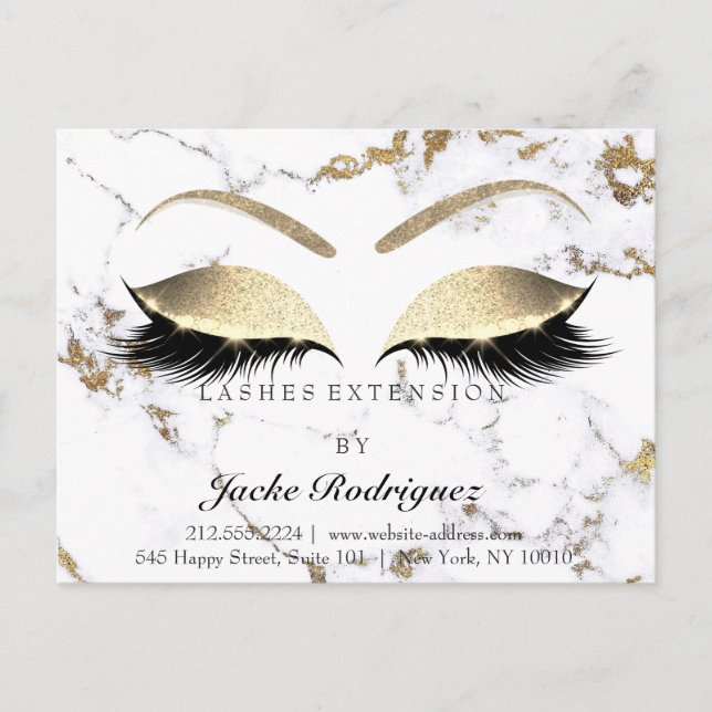 lashes Extension Aftercare Instructions Marble Eye Postcard (Front)