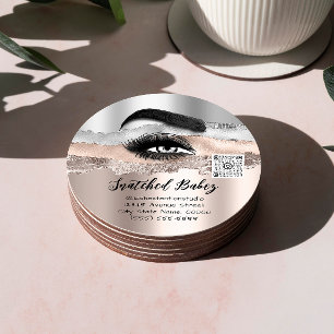 Lashes Extension Cosmetics Logo QR Code  Classic Round Sticker