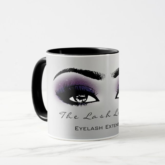 Lashes Extension Eye Makeup Studio Navy Plum Grey Mug (Front Left)