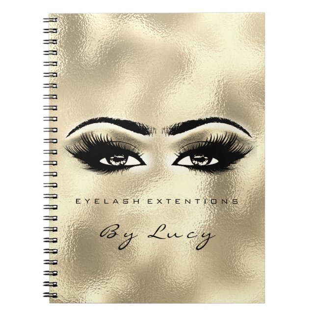 Lashes Extension Eyes Makeup Artist Glitter Gold Notebook (Front)