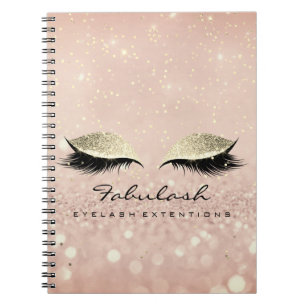Lashes Extension Glitter Eyes Makeup Artist Rose Notebook