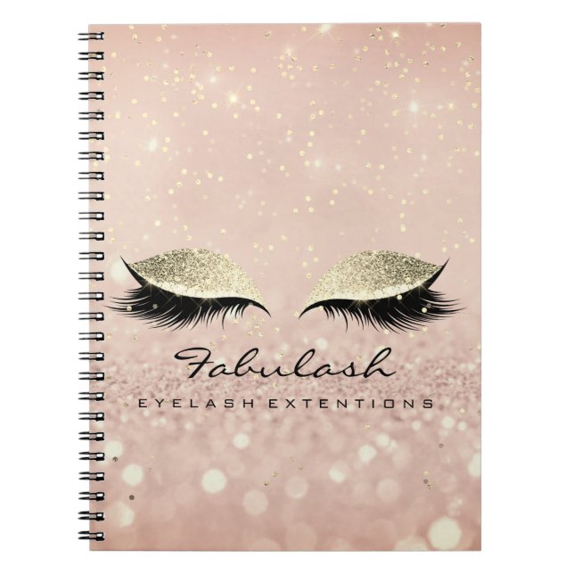 Lashes Extension Glitter Eyes Makeup Artist Rose Notebook (Front)