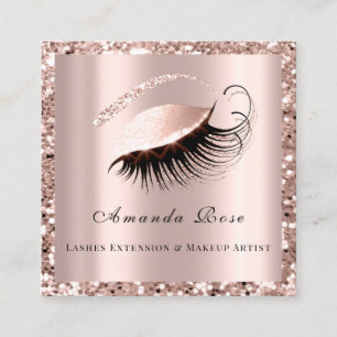Lashes Extension Makeup Artist Beauty Rose Glitter Appointment Card