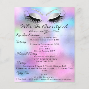 Lashes Extension Makeup Grey Price List Pink Flyer