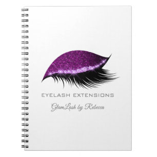 Lashes Extension Purple Silver Makeup Glitter Notebook