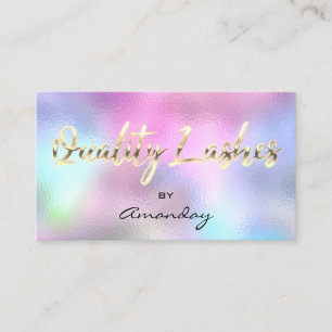 Lashes Extension QR Code Logo Holograph Pink Business Card