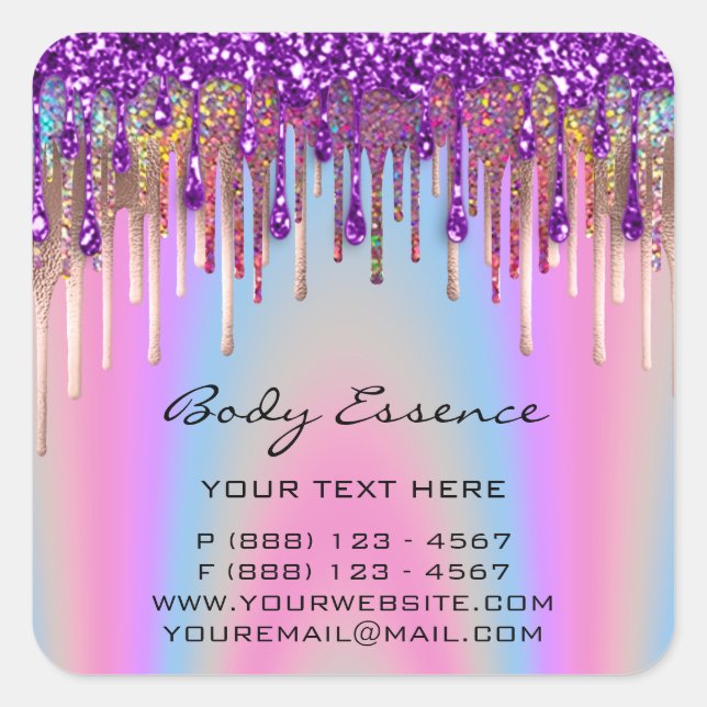 Lashes Extension Shop Holograph Purple Pastel Square Sticker (Front)