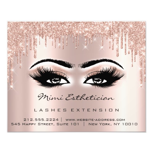 Lashes Extension Studio Makeup Brows Rose Drips Photo Print (Front)