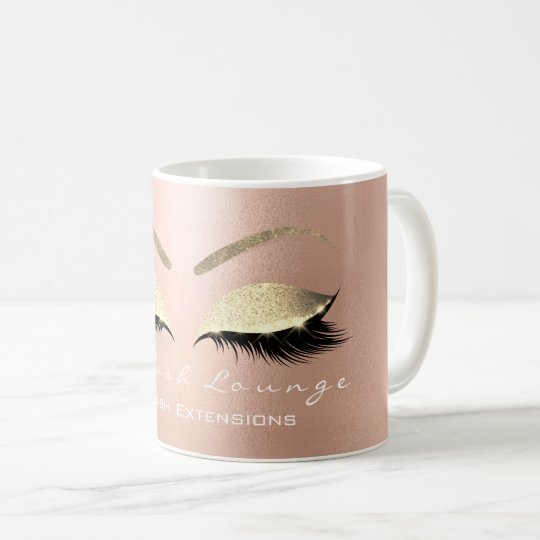 Lashes Extention Beauty Studio Rose Gold Glitter Coffee Mug