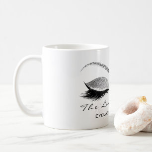 Lashes Extention Beauty Studio Silver Grey Glitter Coffee Mug