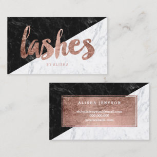 Lashes eye block faux rose gold typography marble business card