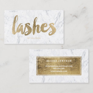 Lashes eye modern faux gold typography marble business card
