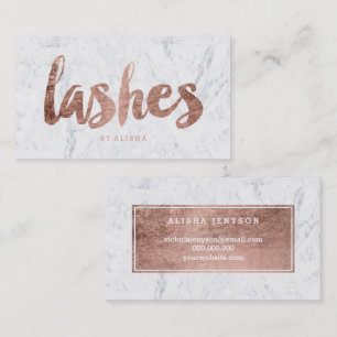 Lashes eye modern faux rose gold typography marble business card