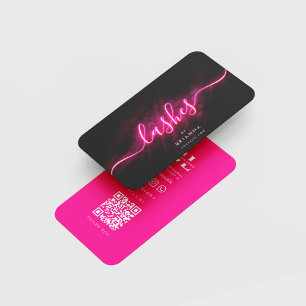 Lashes Eyelash Extensions Pink Script Business Card