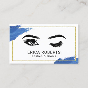 Lashes Eyelash Makeup Artist Navy Brush Stroke Business Card
