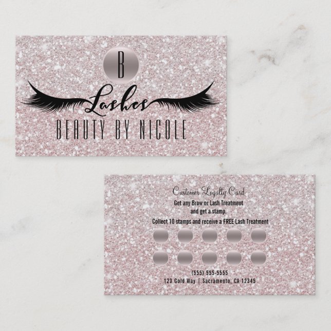 LASHES Eyelashes Glitter Customer Loyalty Card (Front/Back)