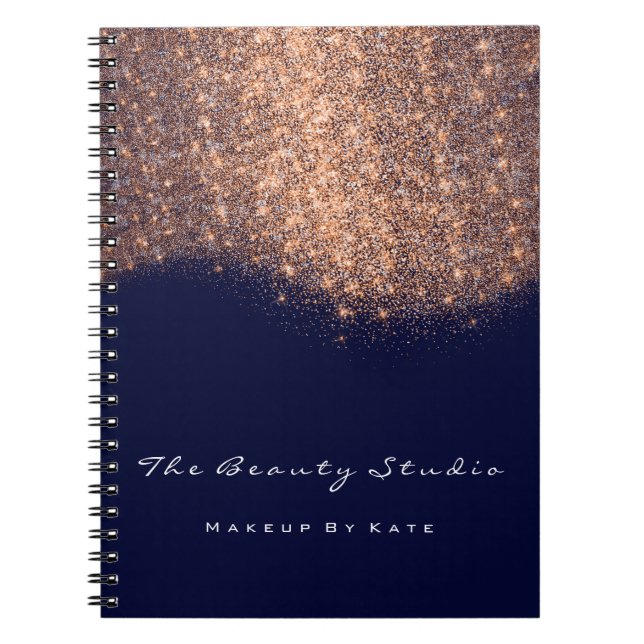 Lashes Eyes Makeup Artist Copper Blue Navy Glitter Notebook (Front)