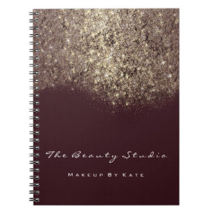 Lashes Eyes Makeup Burgundy Artist Gold Glitter Notebook