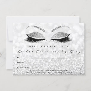 Lashes Grey Silver Makeup Certificate Gift Glitter