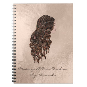 Lashes Hair Stylist Makeup Artist Copper Mermaid Notebook