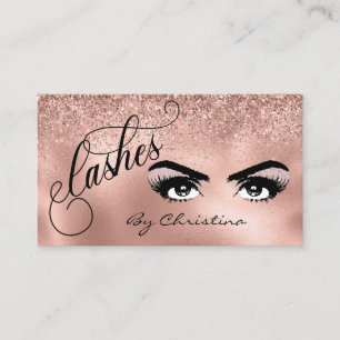 Lashes Handwritten Rose Gold Eyelash Eyes Business Card