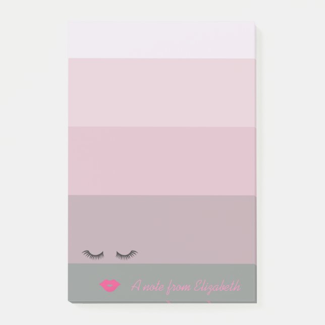 Lashes,Lips on Stripes-Personalized Post-it Notes (Front)