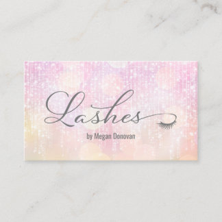 Lashes Logo Pink Sunset Bokeh Sparkle Business Card