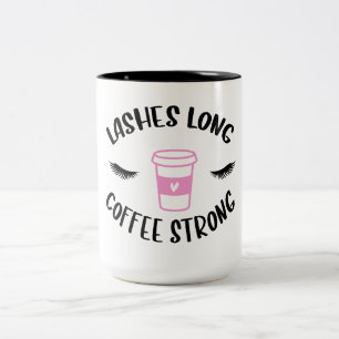 Lashes Long Coffee Strong Funny Pink Two-Tone Coffee Mug