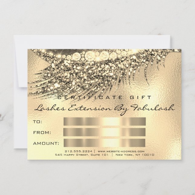 Lashes Lux Makeup Certificate Gift Gold Lux (Front)