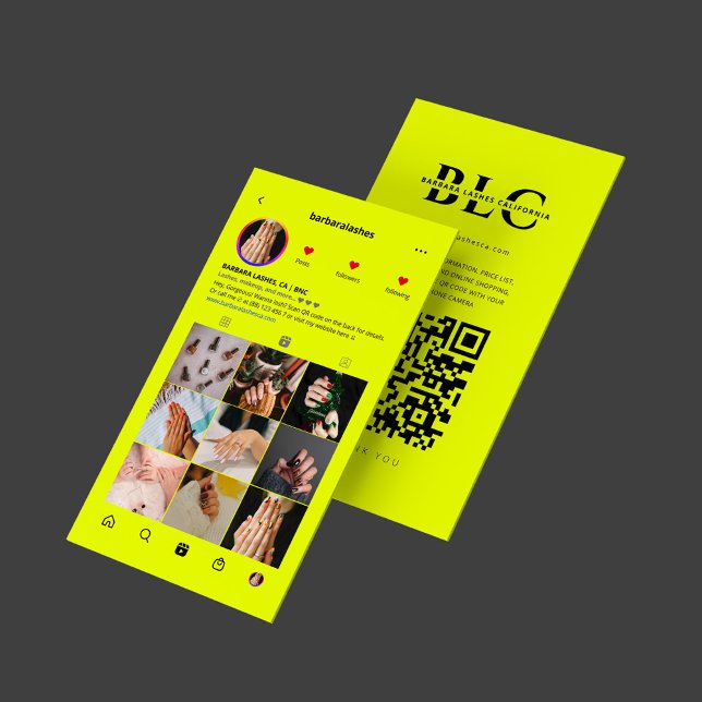 Lashes Makeup Artist Beauty Salon Neon Yellow IG Business Card (Lashes Makeup Artist Beauty Salon Neon Yellow IG Business Card
)