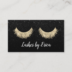 Lashes Makeup Artist Black Glitter Loyalty Card