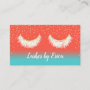 Lashes Makeup Artist Coral & Teal Loyalty Card