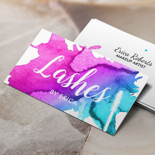 Lashes Makeup Artist Elegant Watercolor Salon Business Card