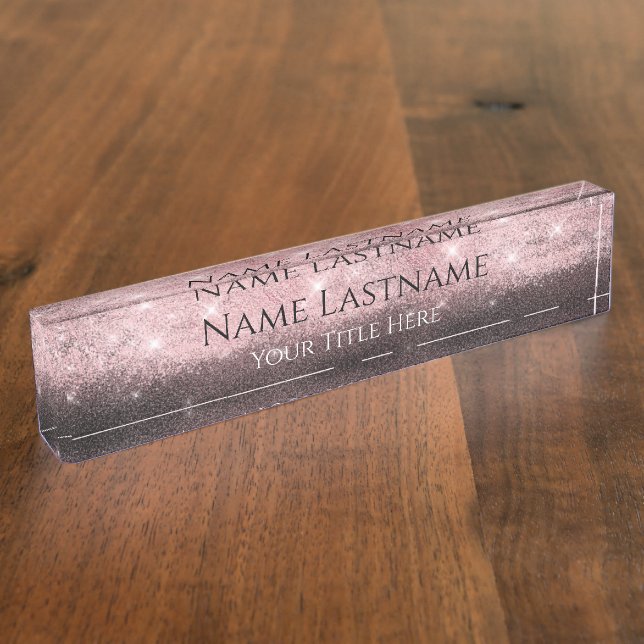 Lashes Makeup Artist Event Planner Pink Black Nameplate (Side)