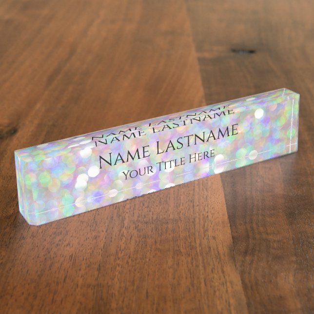 Lashes Makeup Artist Event Planner Pink Holograph Nameplate (Side)