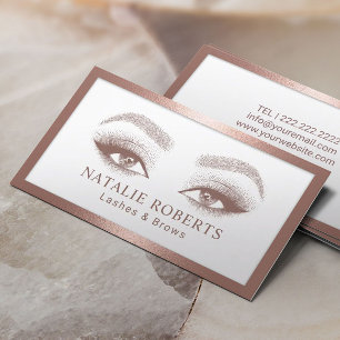 Lashes Makeup Artist Eyelash Salon Rose Gold Frame Business Card