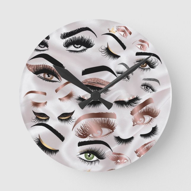 Lashes makeup artist eyelashes extension brows round clock (Front)