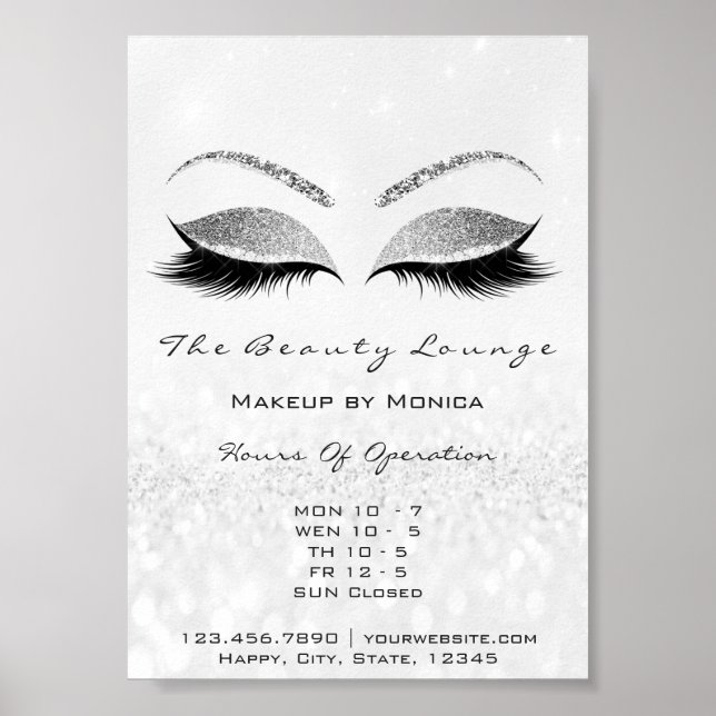 Lashes Makeup Artist Glitter Beauty Salon Glitter Poster (Front)