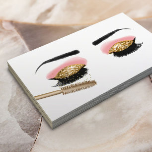 Lashes Makeup Artist Gold Glitter Beauty Salon Business Card