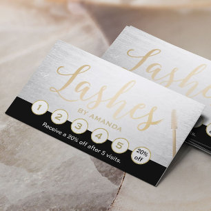 Lashes Makeup Artist Gold Script Loyalty Punch Card