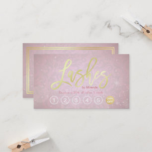 Lashes Makeup Artist Gold Script Loyalty Punch Card