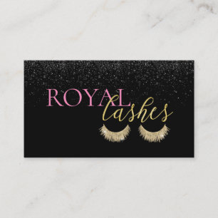 Lashes Makeup Artist Modern Black Glitter Salon Business Card