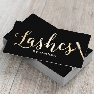 Lashes Makeup Artist Modern Black & Gold Business Card