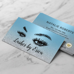 Lashes Makeup Artist Modern Blue Salon Loyalty Card